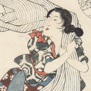 Beauty on a Windy Day by Toyokuni III/Kunisada