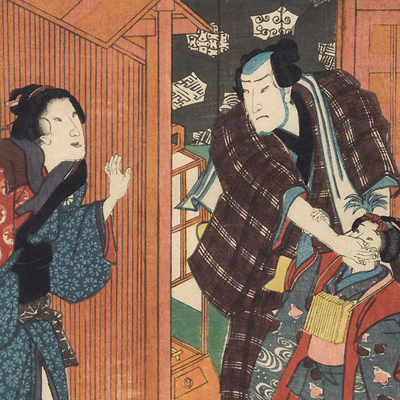 Ichikawa Ichizo III as Jurobei and Onoe Kikujiro II as Oyumi, 1857